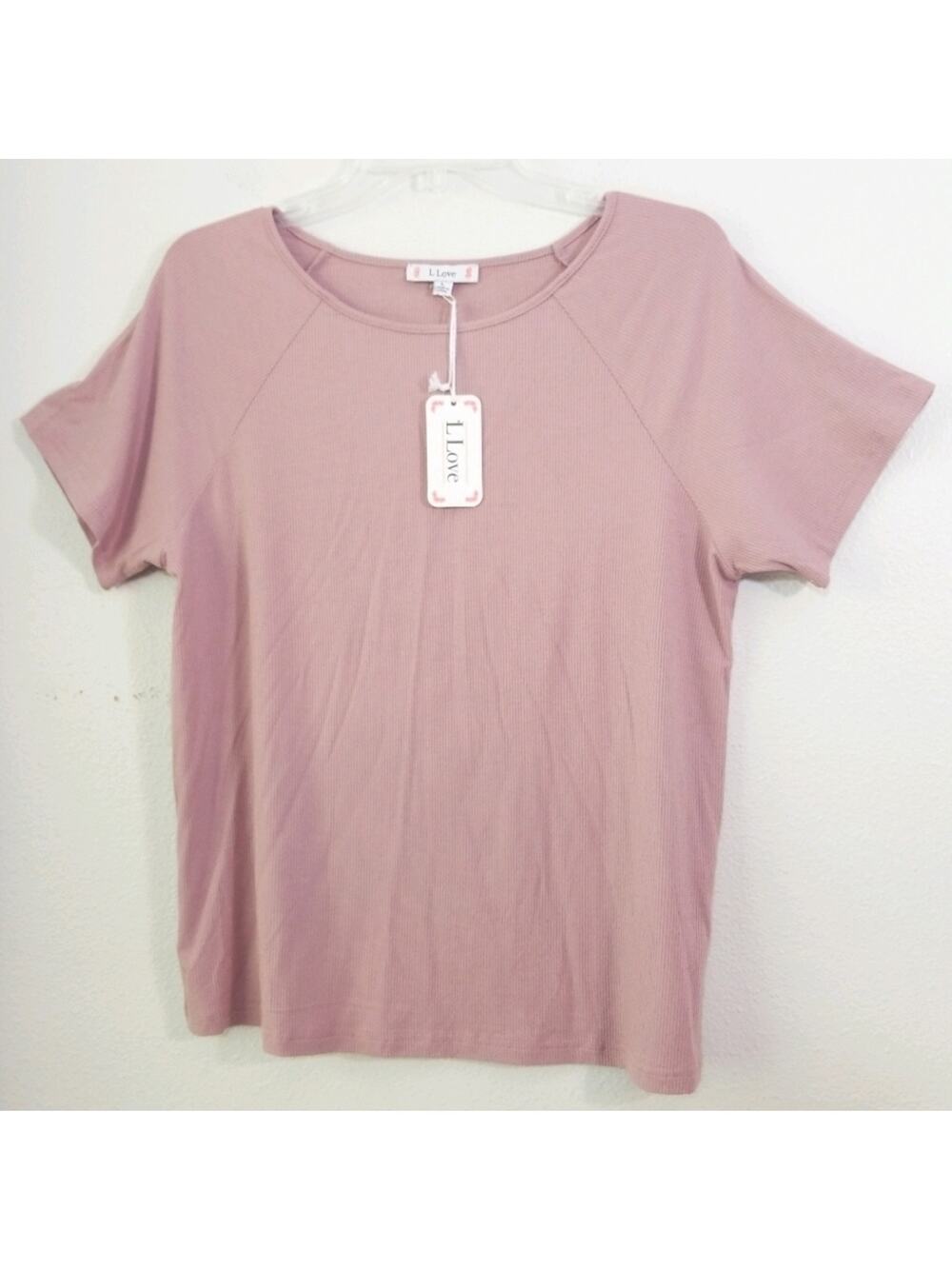 NWT mauve pink soft ribbed top L Love crew shirt